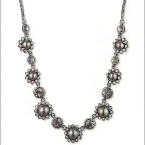 Marchesa new Hematite Tone Crystal pearl and stone